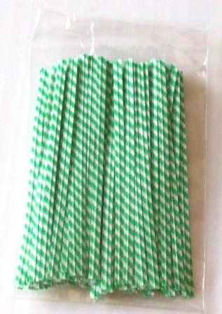 GREEN-WHITE STRIPE 4 Inch Twistie Bag Ties (Qty 100)